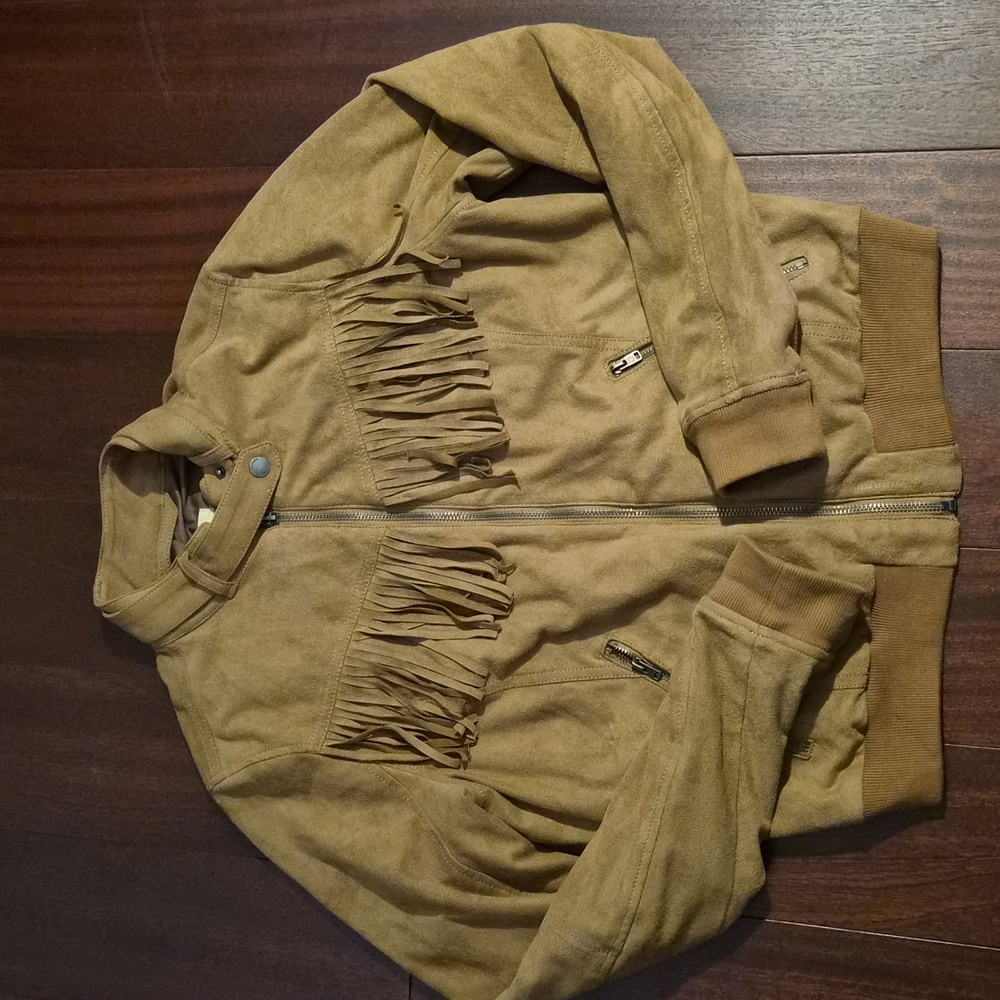 Hollister Tan Fringe Suede Jacket Sz M